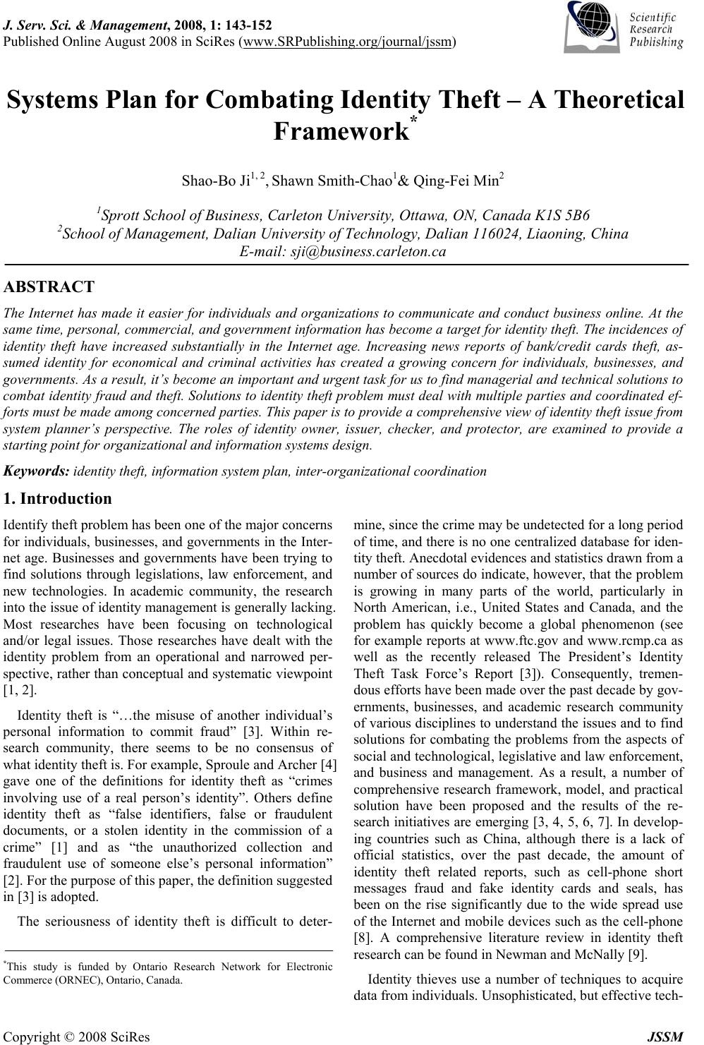 research paper on identity theft