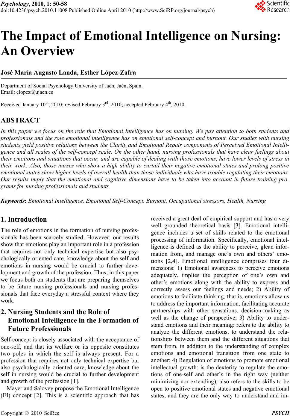 a literature review of emotional intelligence and nursing education