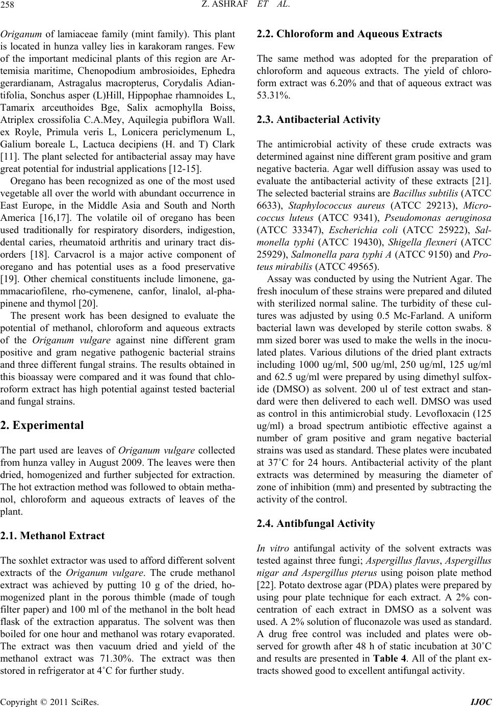 In Vitro Antibacterial and Antifungal Activity of Methanol, Chloroform ...