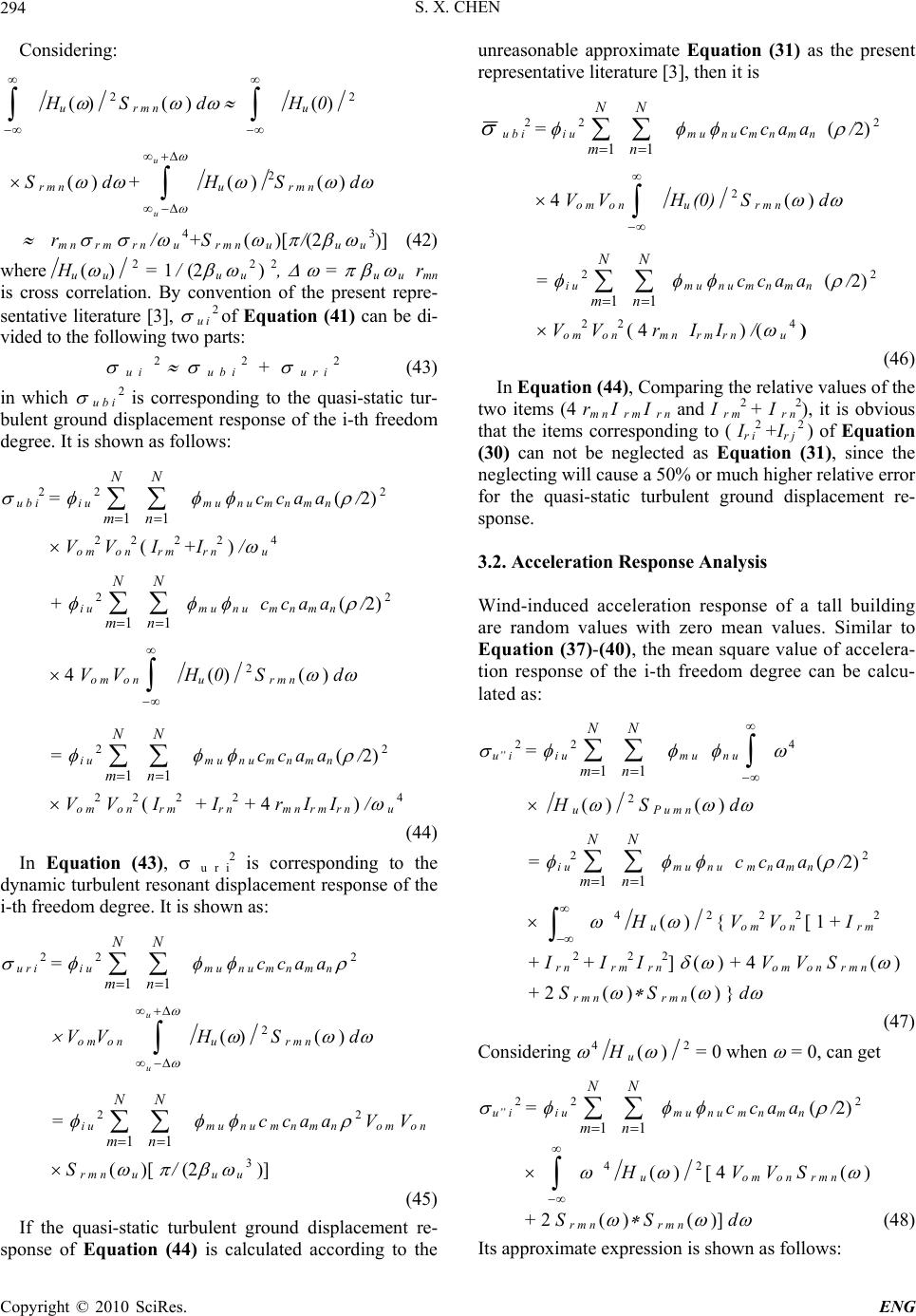 A More Precise Computation of Along Wind Dynamic Response Analysis for ...