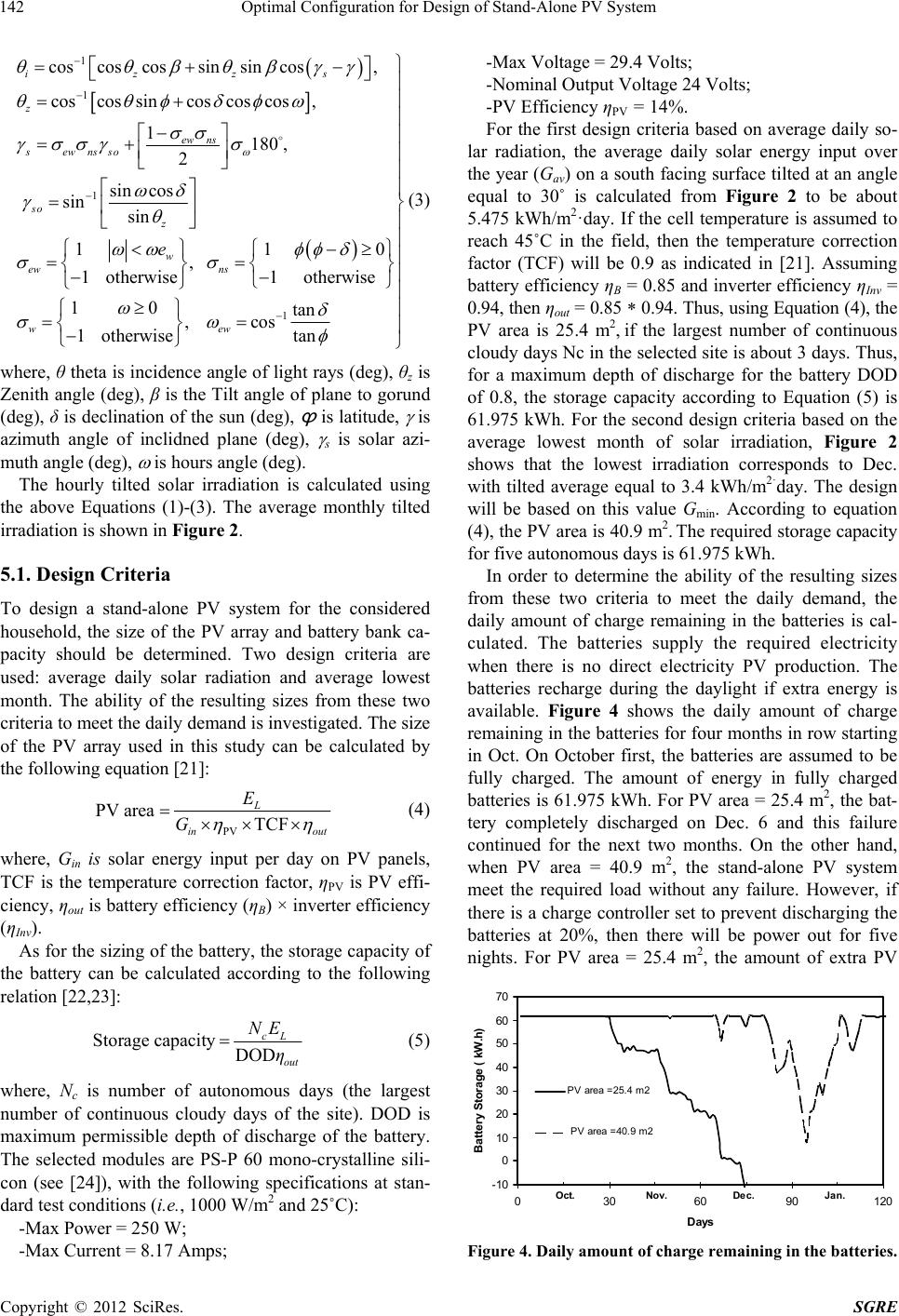 Optimal Configuration for Design of Stand-Alone PV System