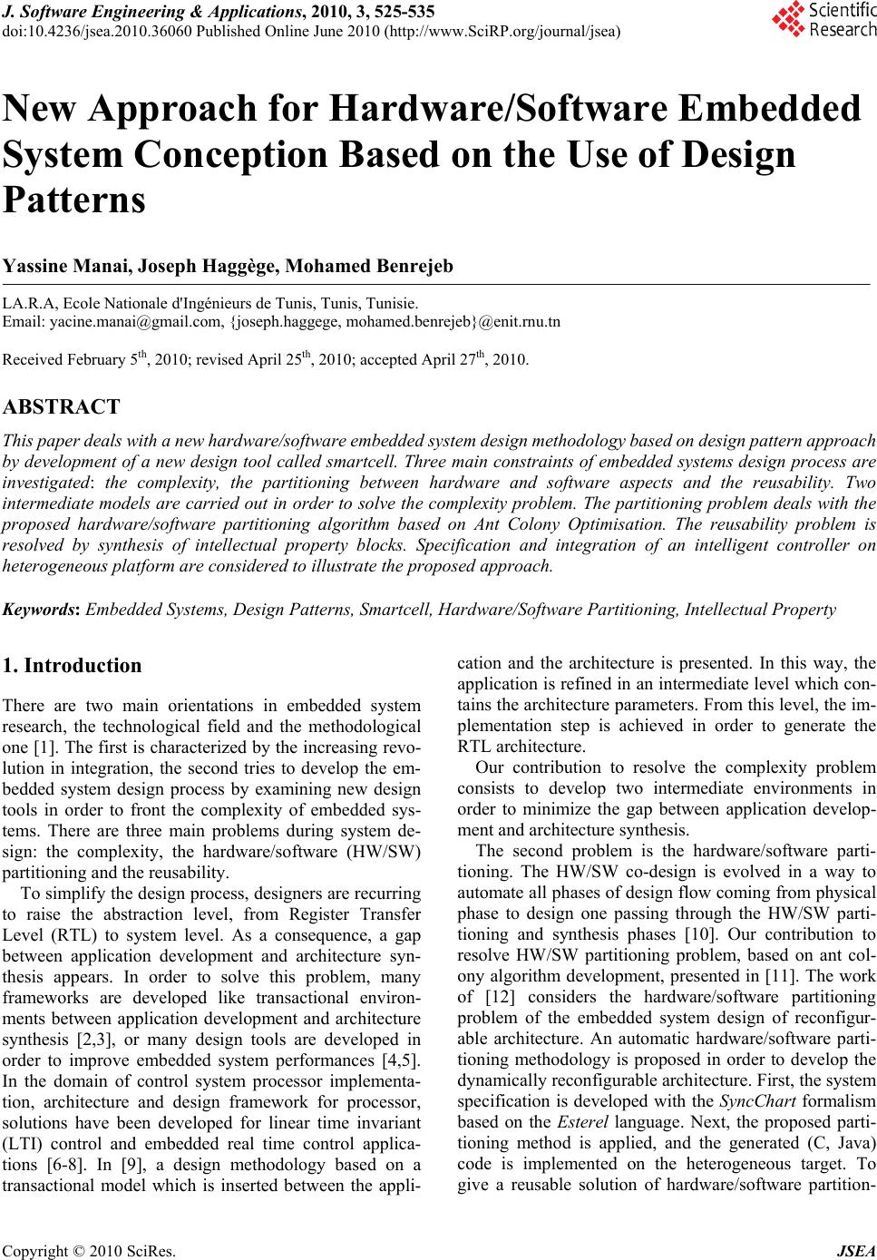 New Approach for Hardware/Software Embedded System Conception Based on ...