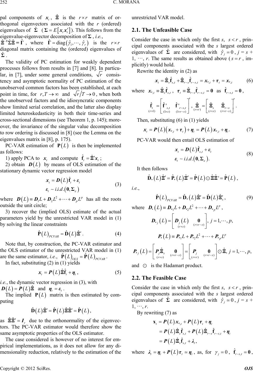 PC-VAR Estimation of Vector Autoregressive Models