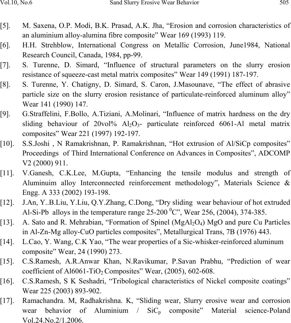 Sand Slurry Erosive Wear Behavior of Hot Extruded Al6061-SiC Composites