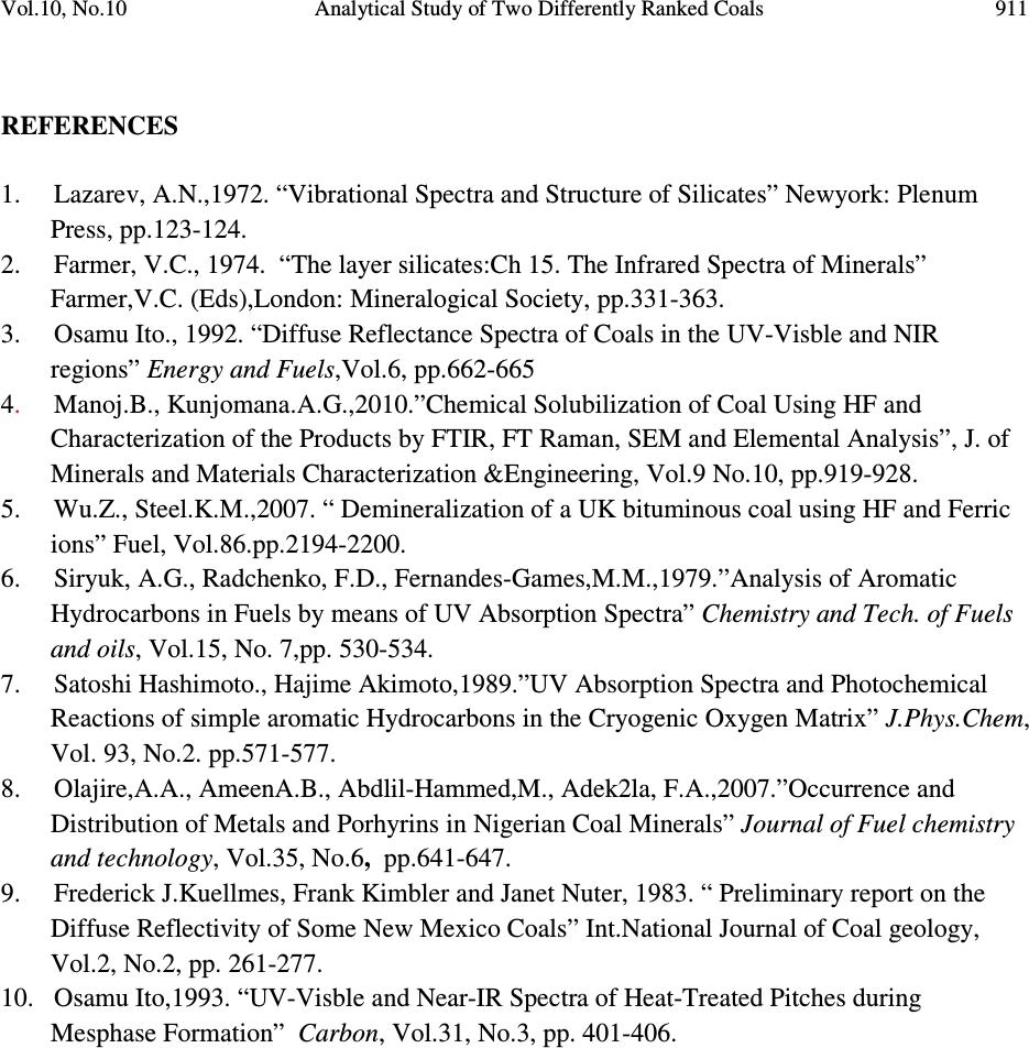 Analytical Study of Two Differently Ranked Coals Using UVVISNIR