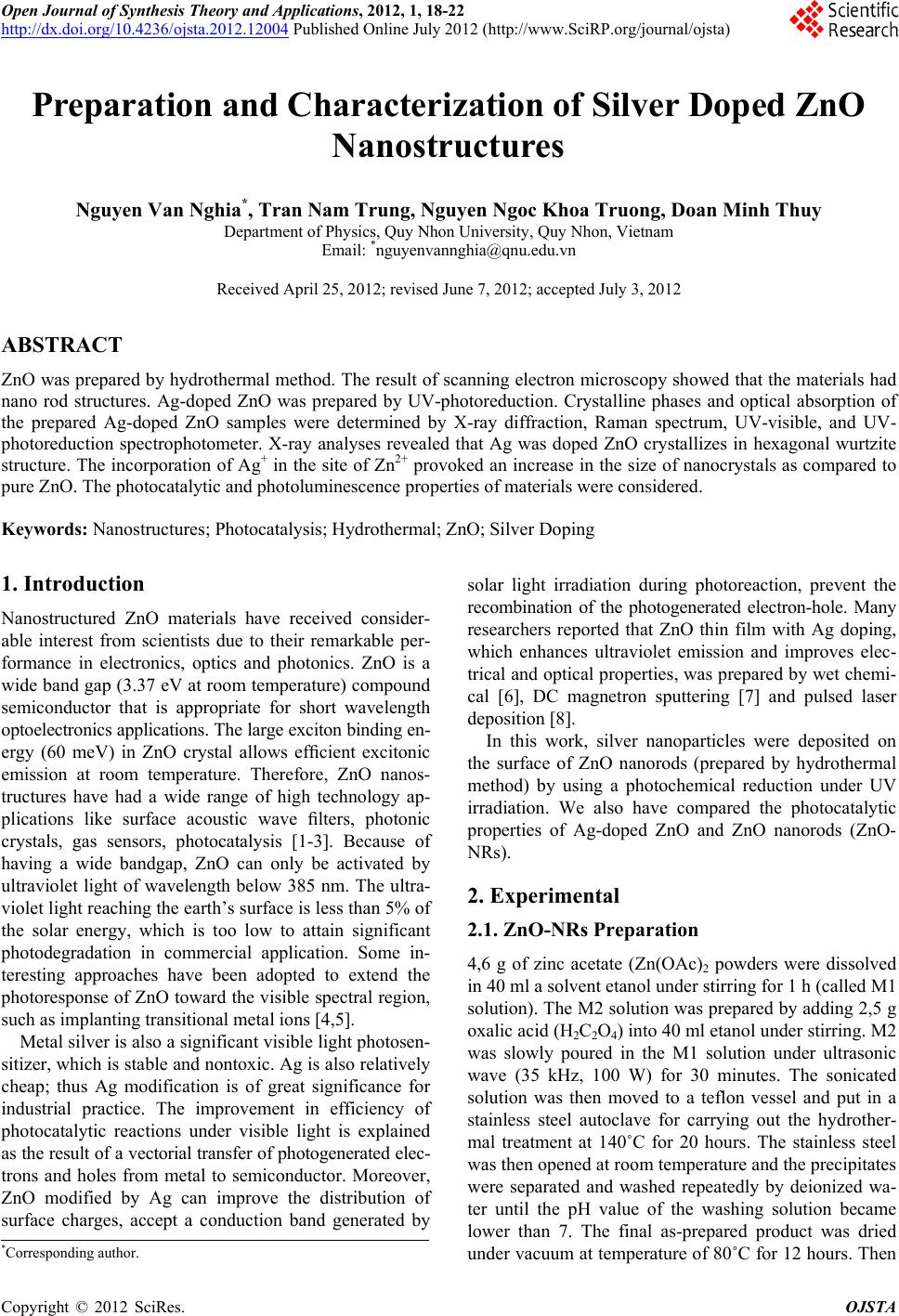 Image Thủy Trương image beautiful image beautiful image beautiful image beautiful image beautiful image beautiful image beautiful - Preparation and Characterization of Silver Doped ZnO Nanostructures