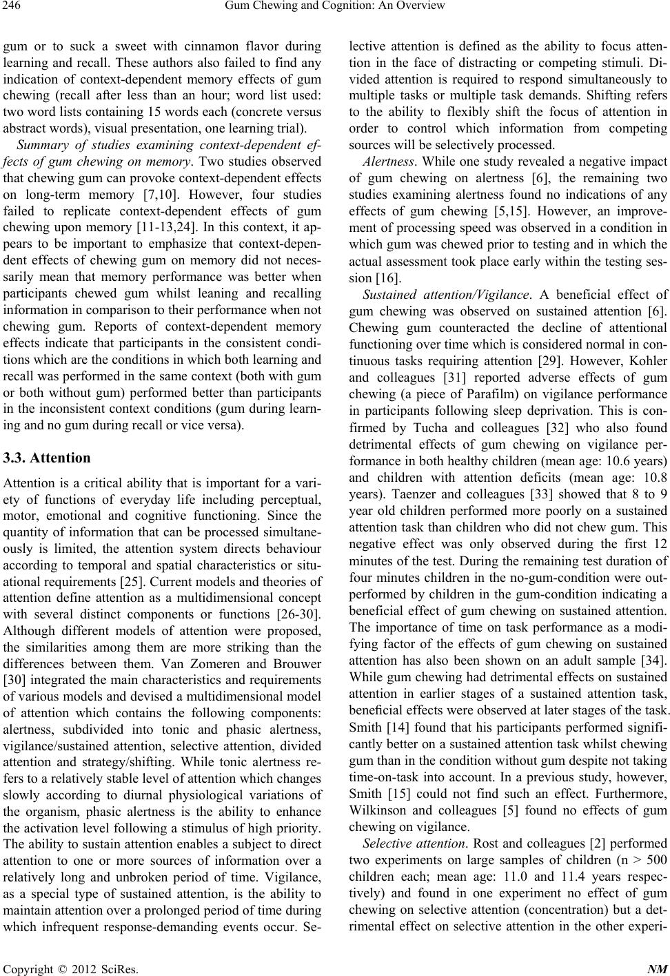 Gum Chewing and Cognition An Overview