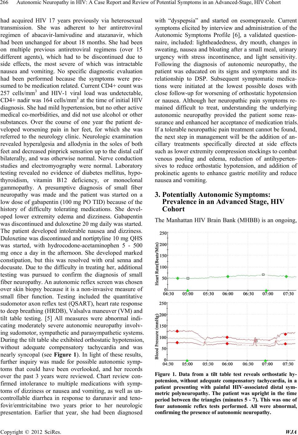 Autonomic Neuropathy in HIV A Case Report and Review of Potential