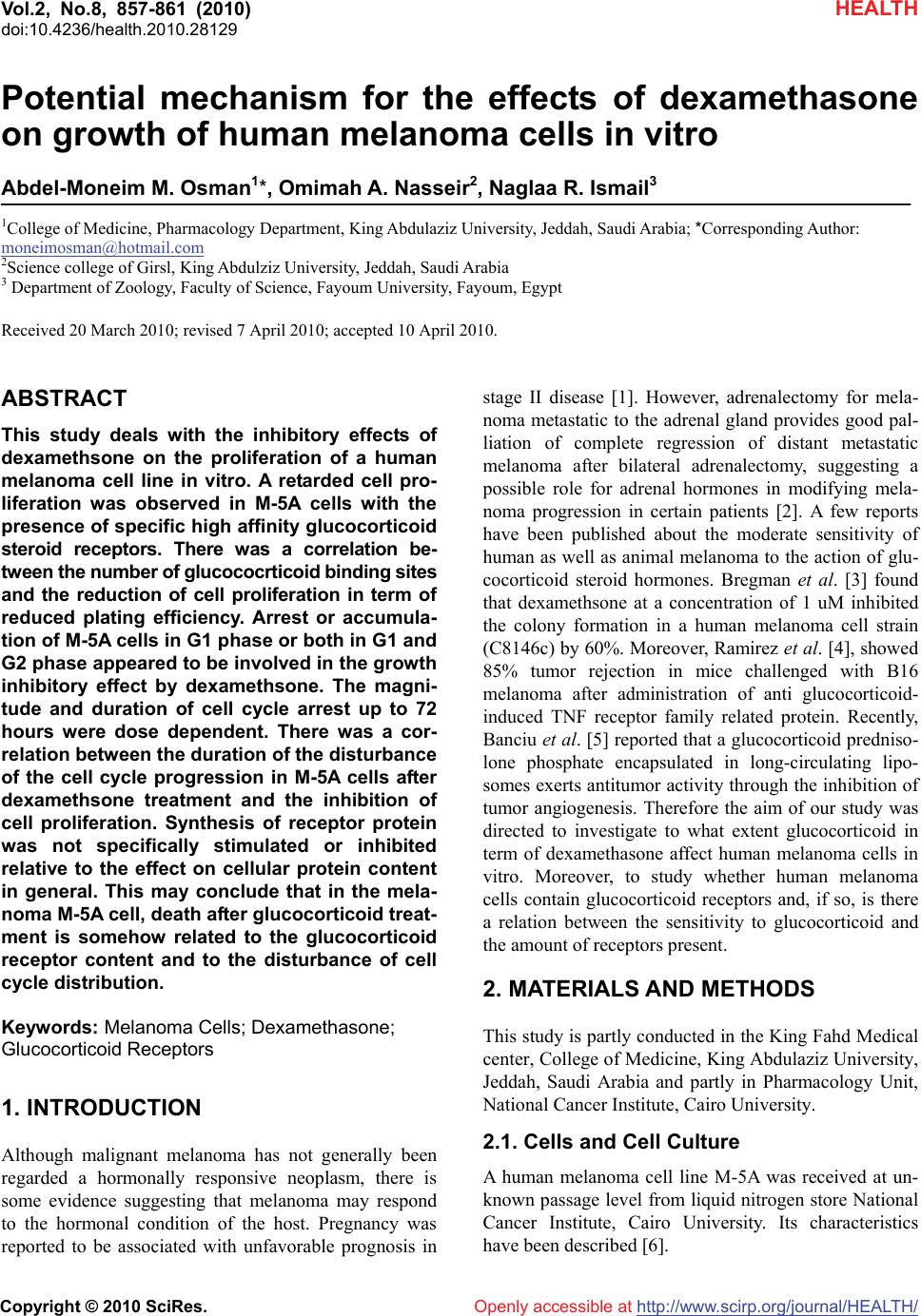 Potential mechanism for the effects of dexamethasone on growth of human ...