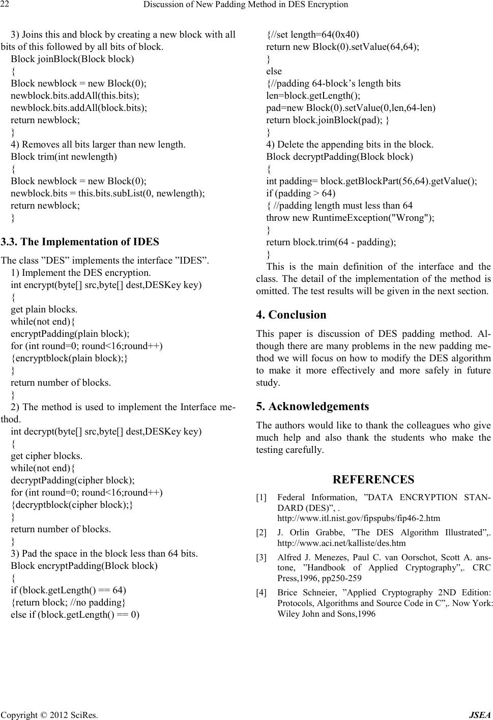 Discussion of New Padding Method in DES Encryption