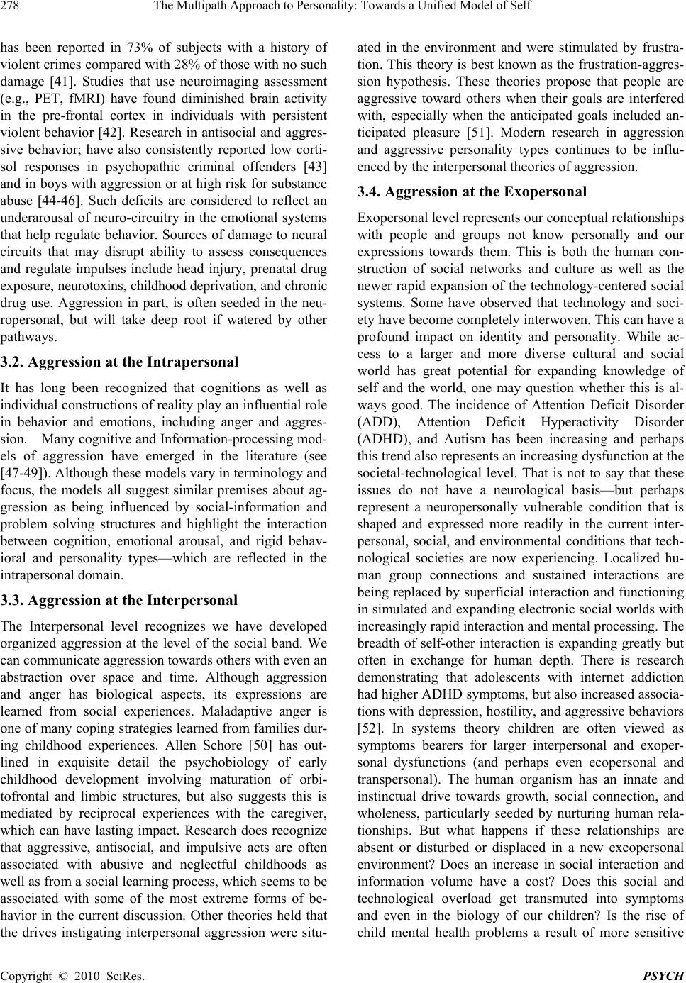 The Multipath Approach to Personality: Towards a Unified Model of Self