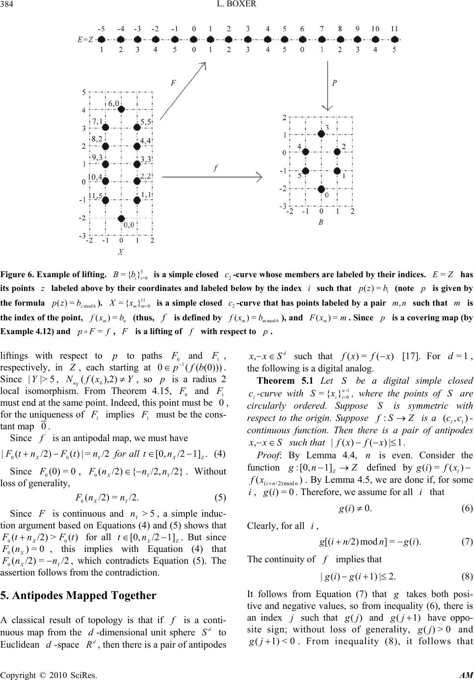 Continouse Map Math Continuous Maps on Digital Simple Closed Curves