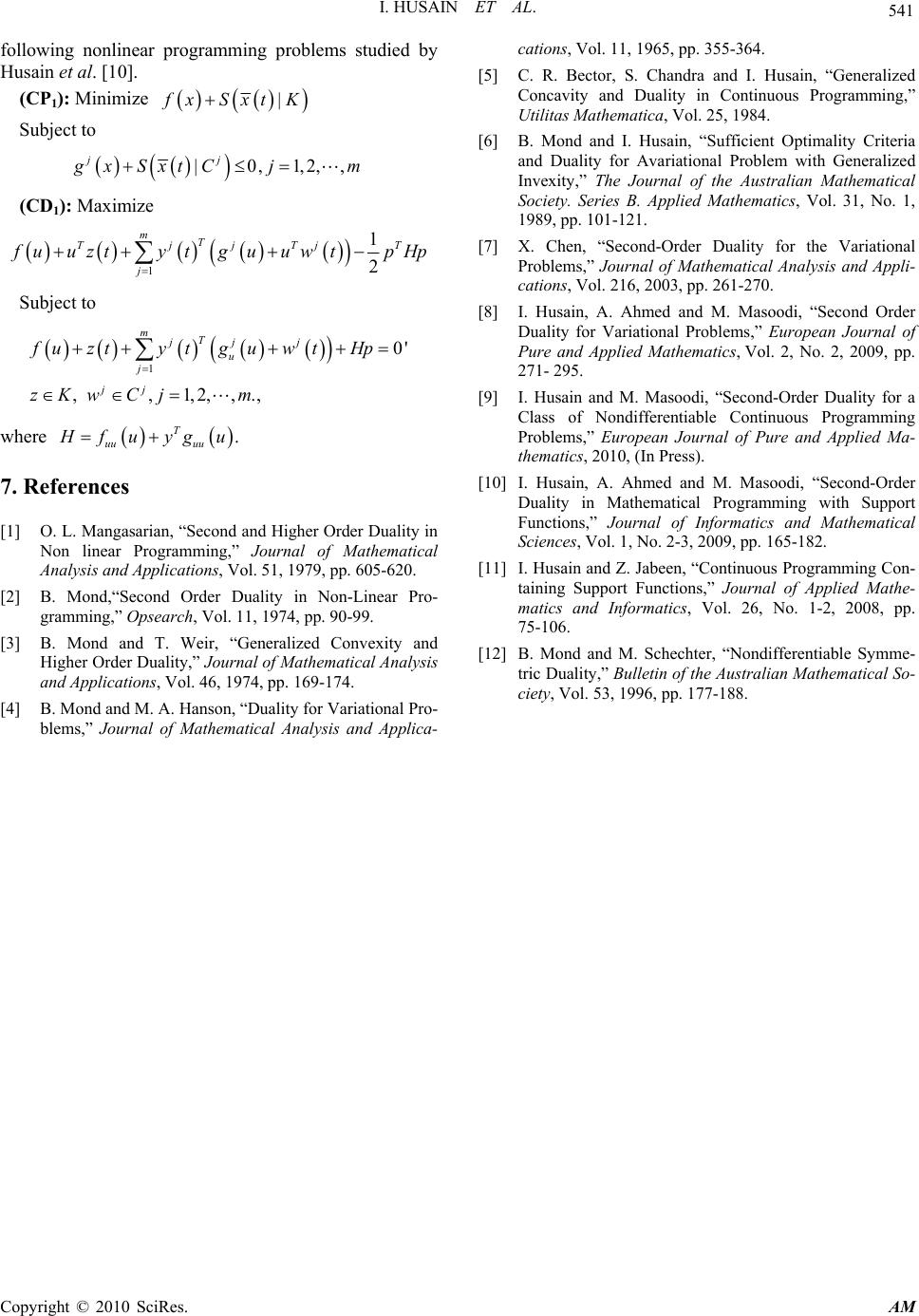 Second order duality for continuous programming containing support functions