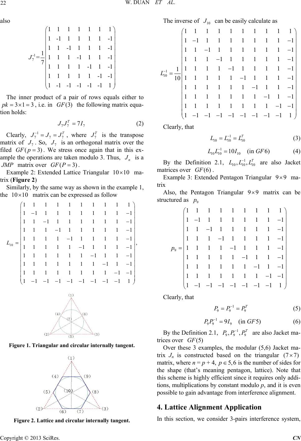 Jacket Matrix Based on Modular (3, 5, 6) Lattice Triangular Expansion