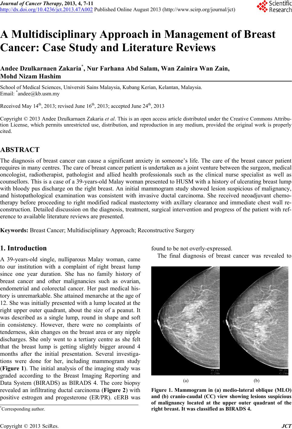 breast cancer now case study