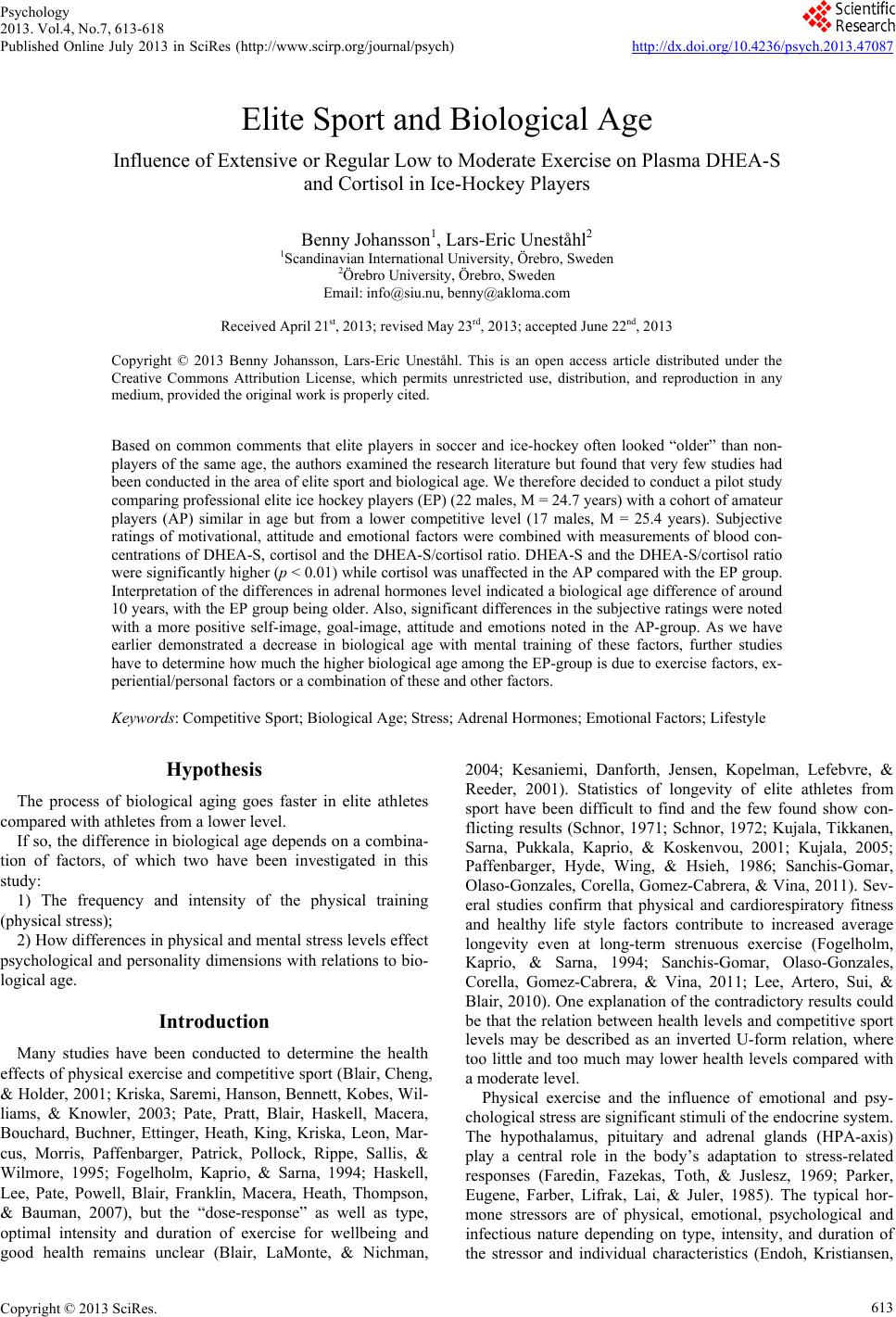 Elite Sport and Biological Age Influence of Extensive or Regular Low to ...