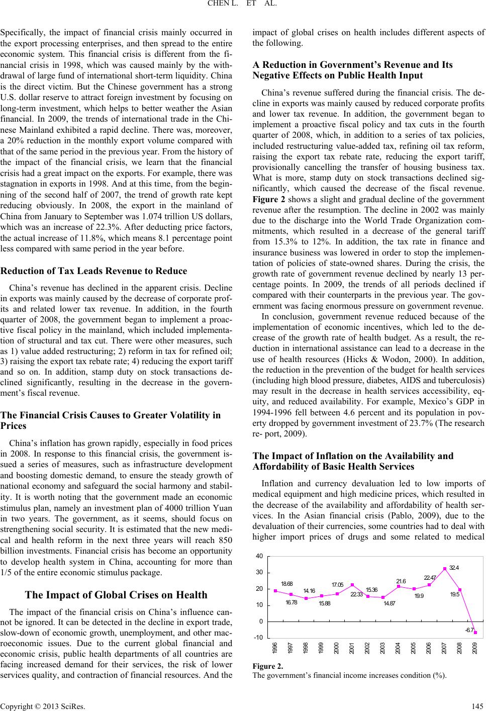 The Impact of Global Financial Crisis on Health Status in the Chinese ...