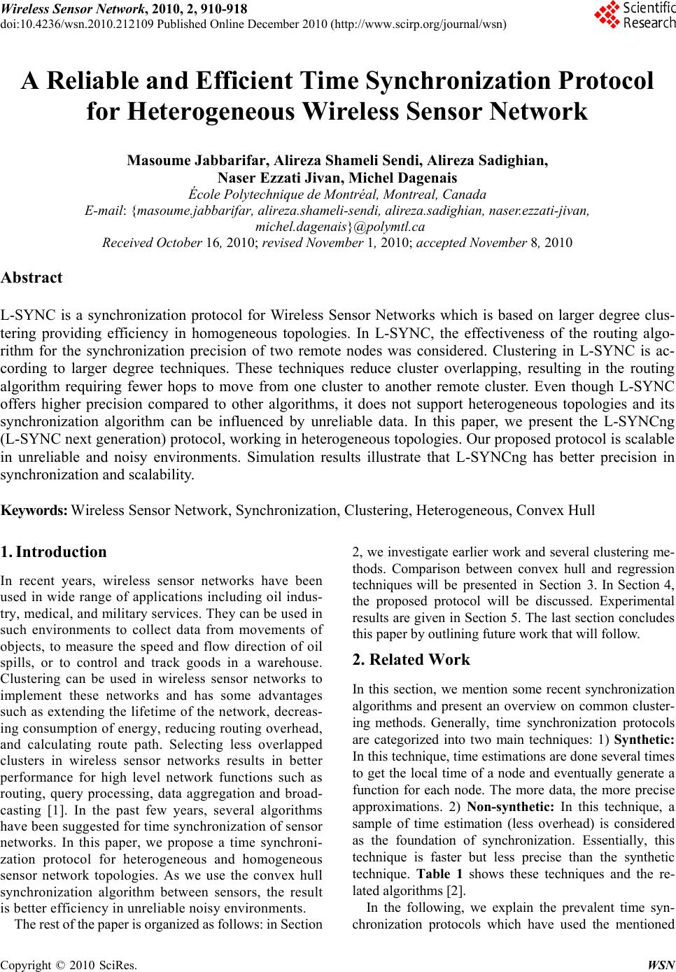 A Reliable and Efficient Time Synchronization Protocol for ...