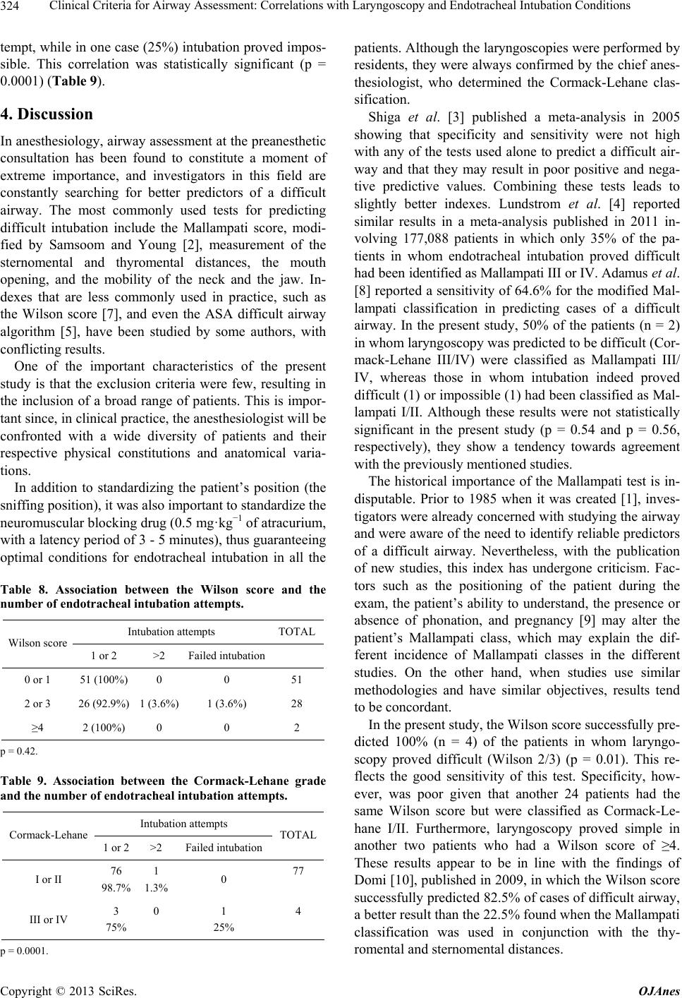 Clinical Criteria for Airway Assessment Correlations with Laryngoscopy