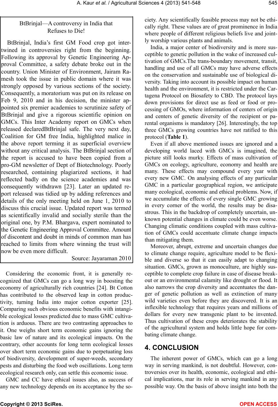 Genetically modified crops and climate change linkages: An Indian ...