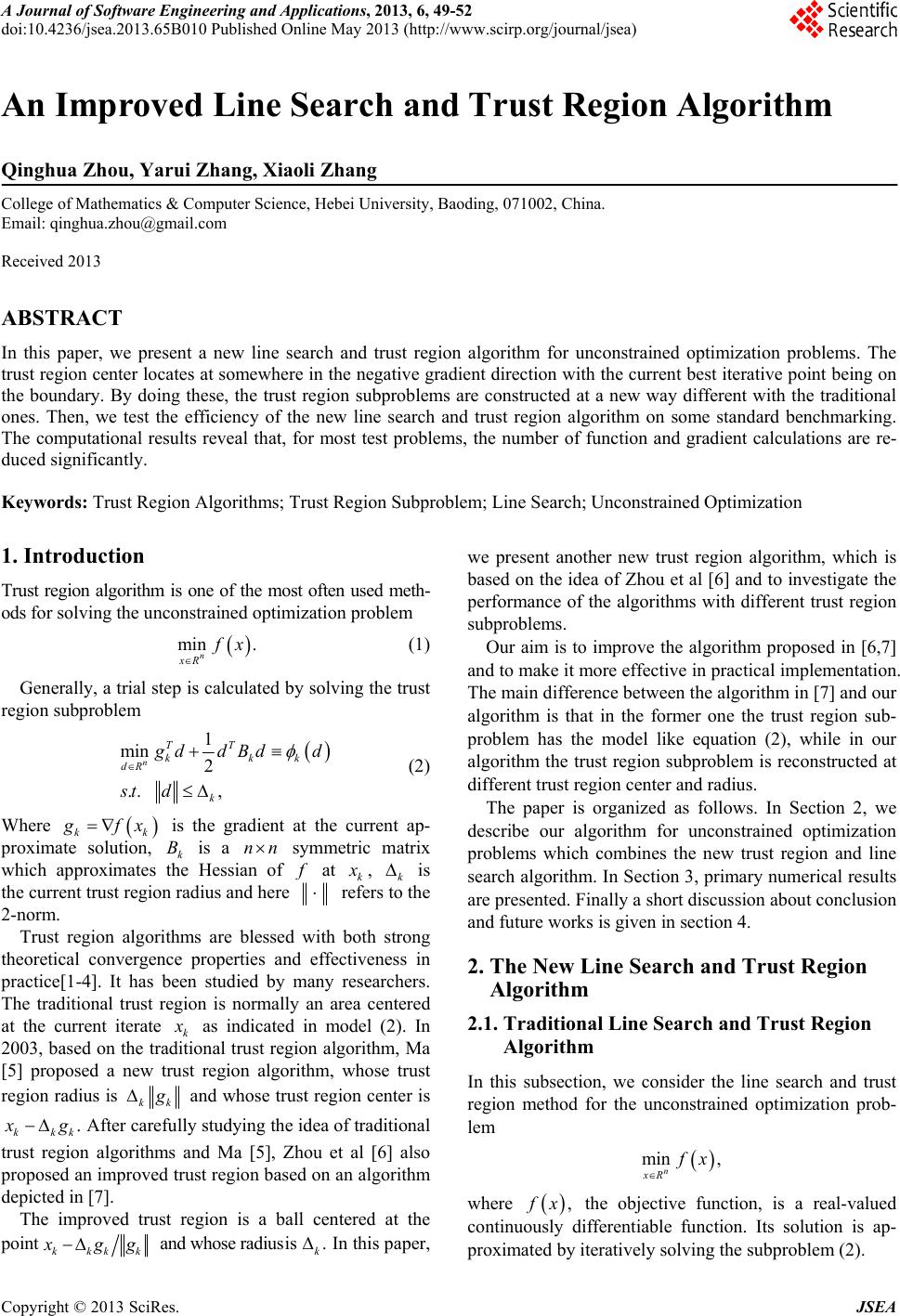 An Improved Line Search and Trust Region Algorithm