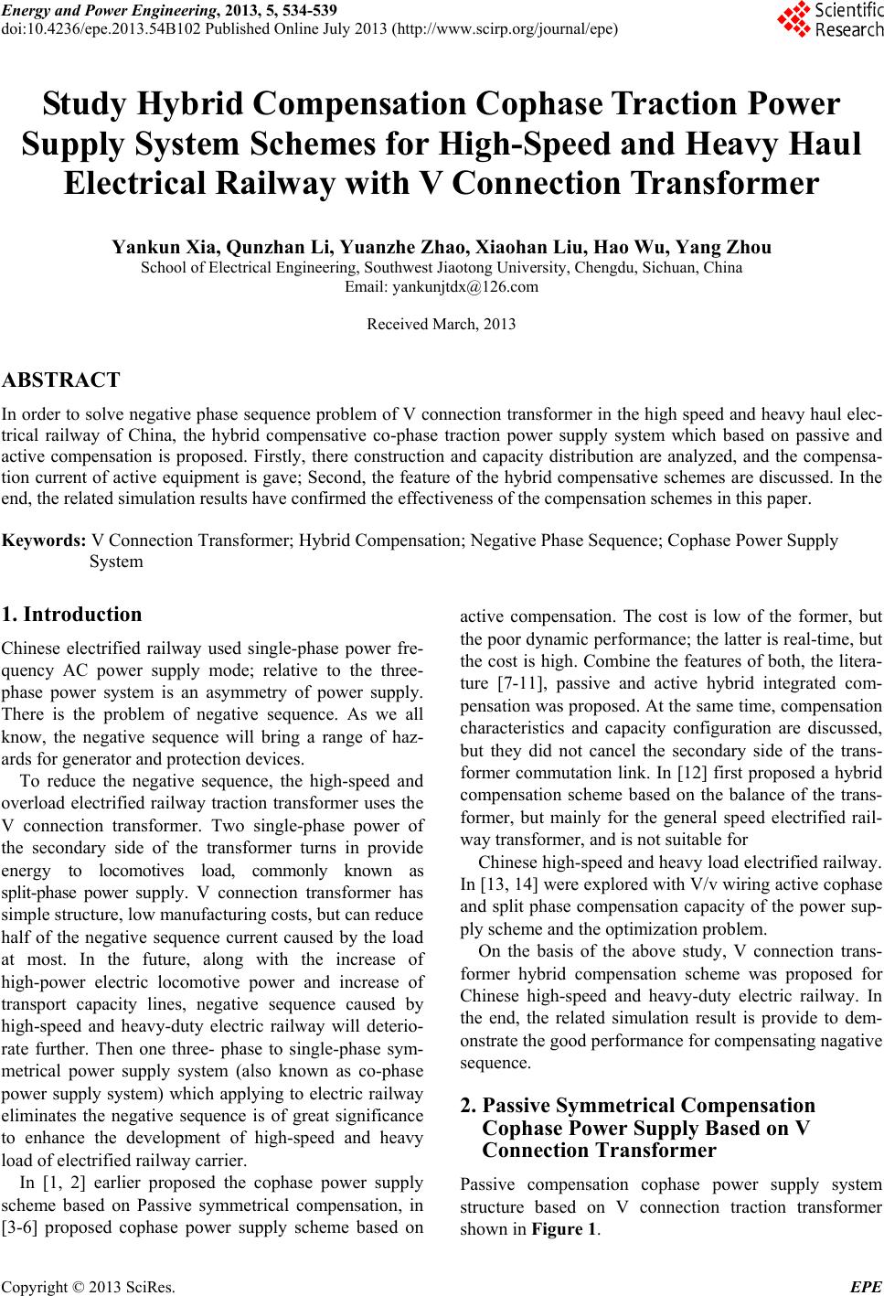 Study Hybrid Compensation Cophase Traction Power Supply System Schemes