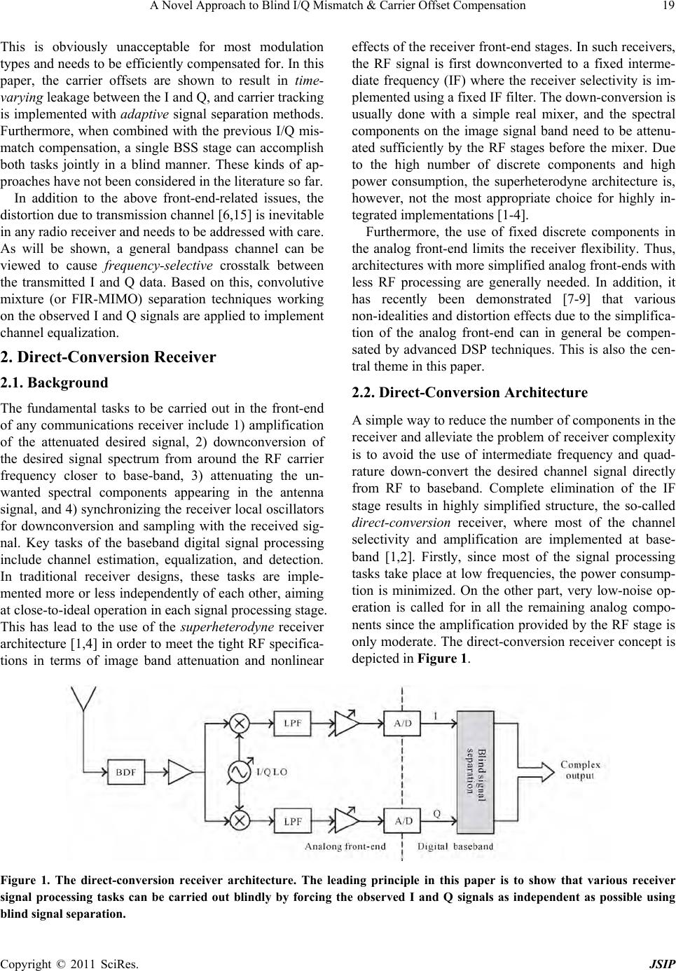 A Novel Approach to Blind I/Q Mismatch & Carrier Offset Compensation