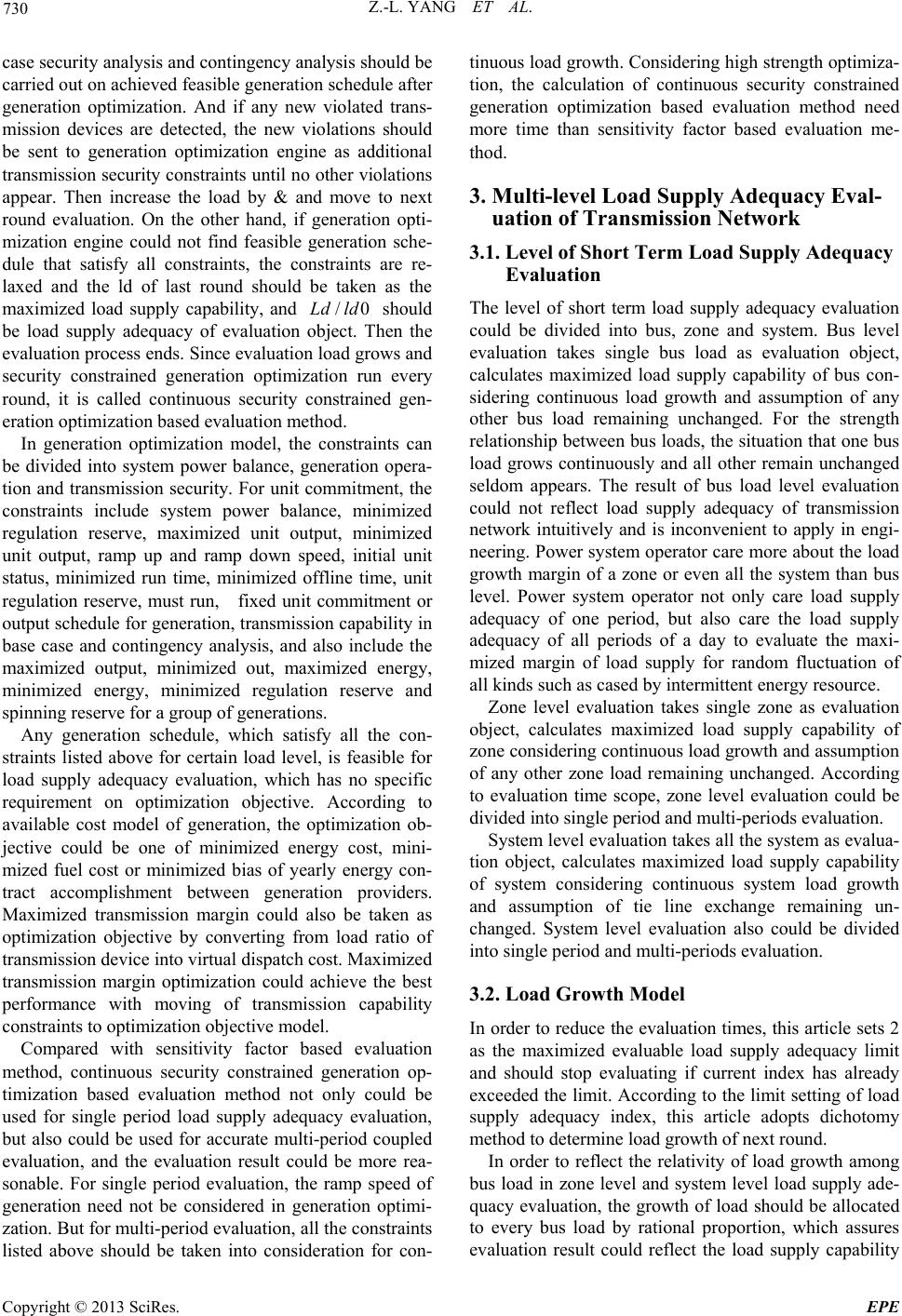 Multilevel Evaluation of Load Supply Adequacy for Transmission Network