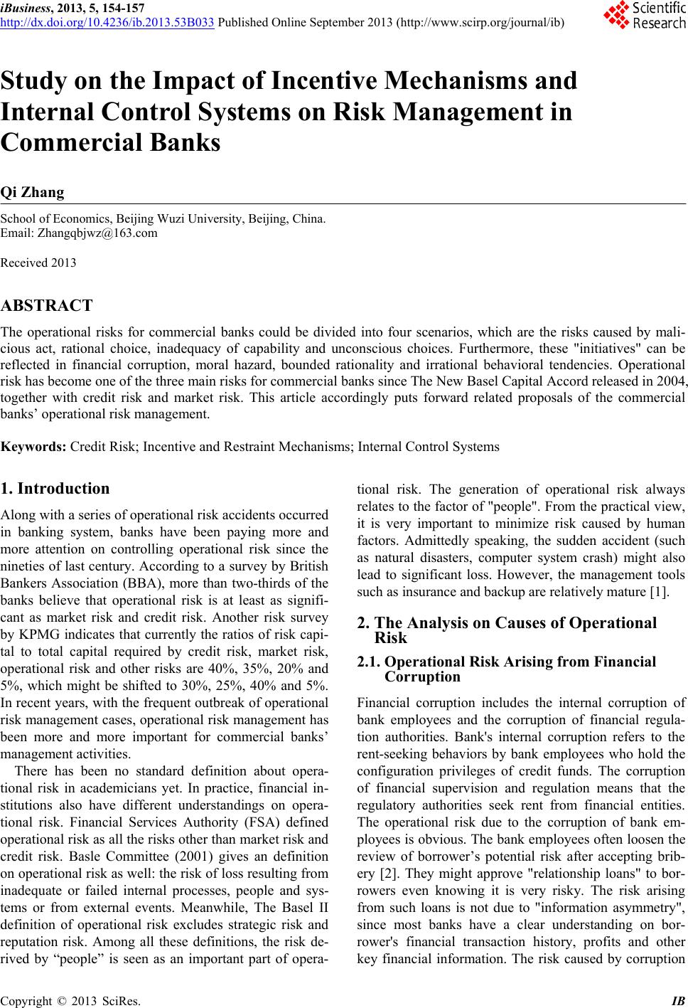 Study On The Impact Of Incentive Mechanisms And Internal Control