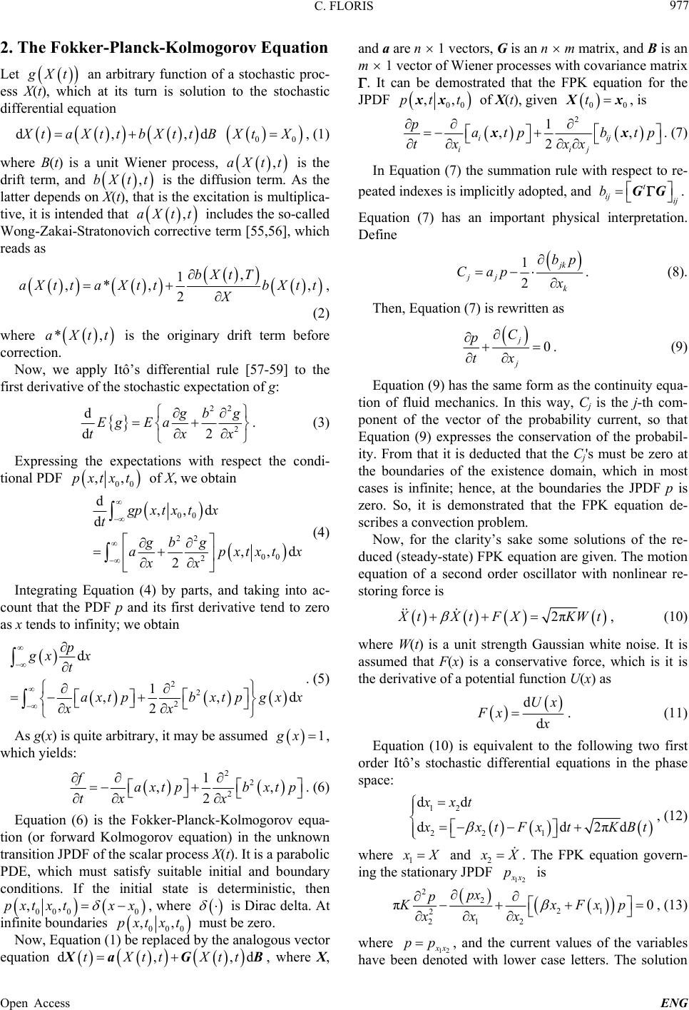 Numeric solution of the fokker planck kolmogorov equation