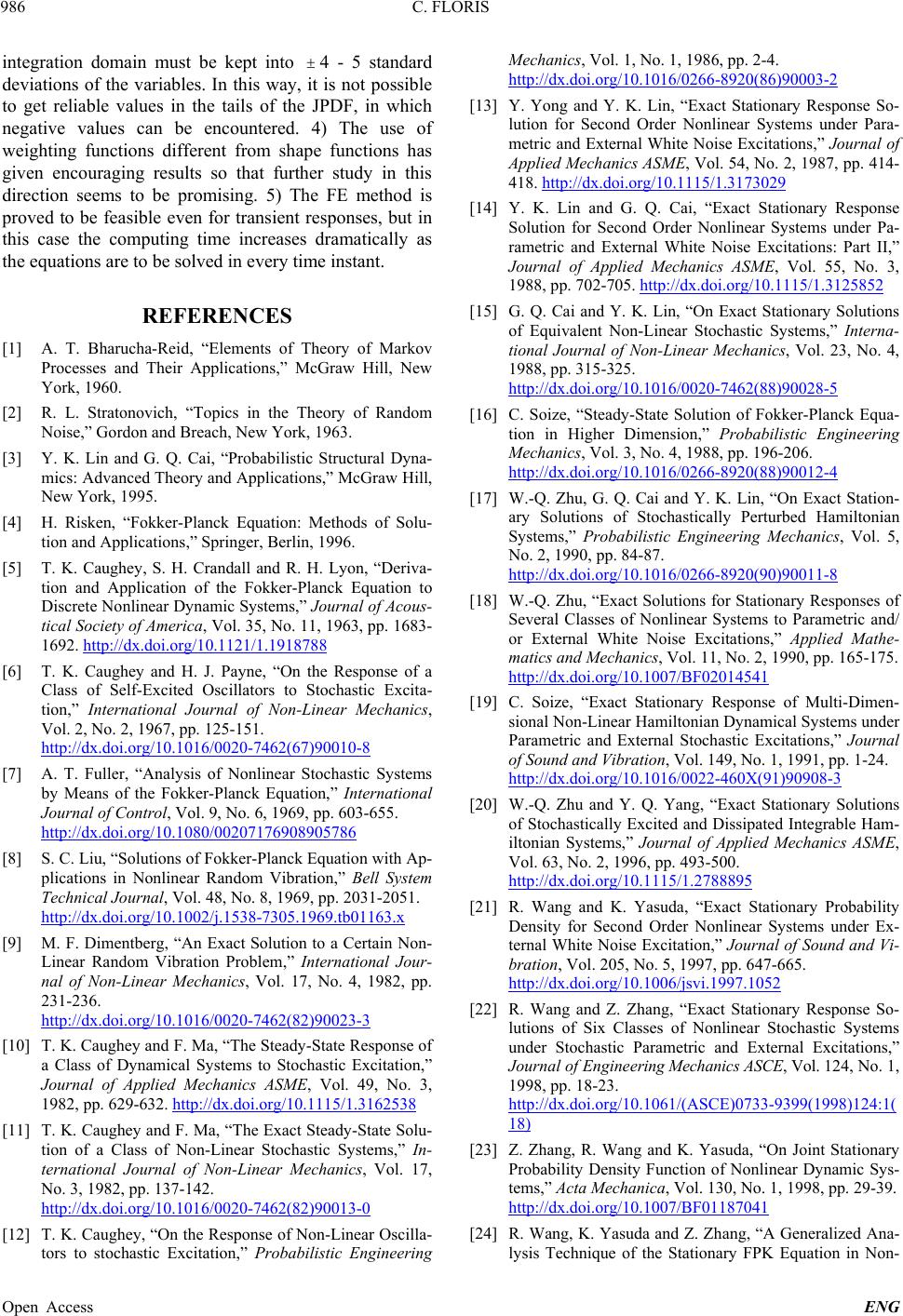 Numeric solution of the fokker planck kolmogorov equation