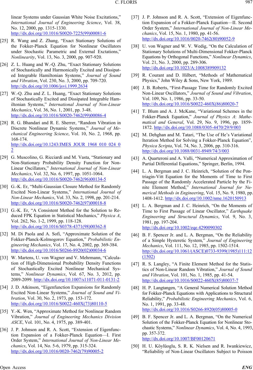 Numeric solution of the fokker planck kolmogorov equation