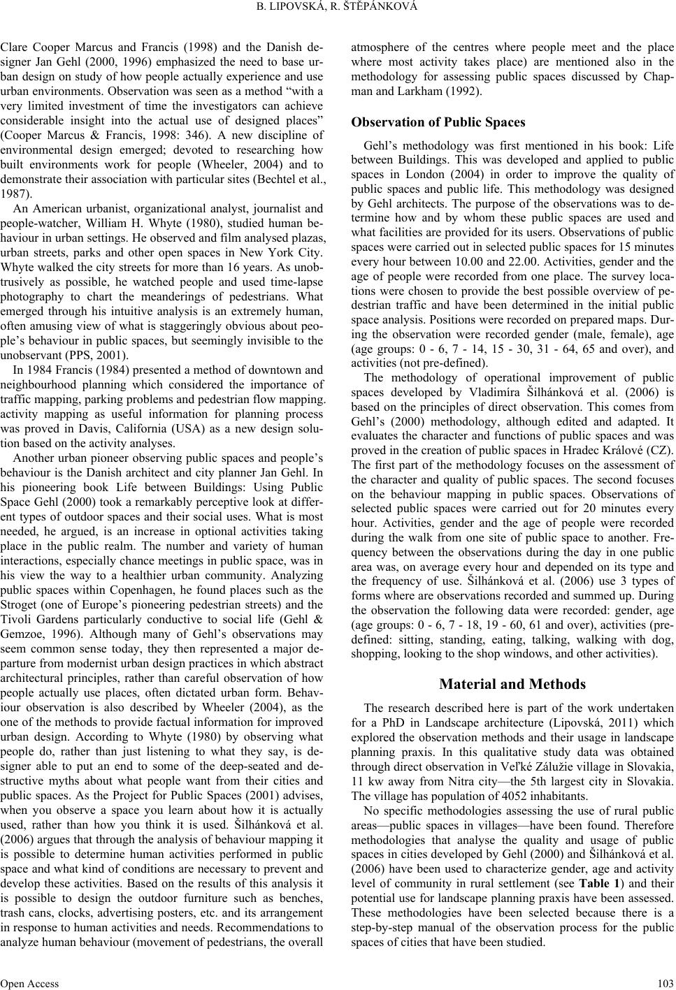 Assessing Observation Methods for Landscape Planning Practice in Rural