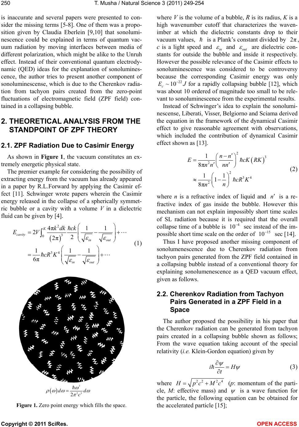 Another Possibility Of Sonoluminescence Due To The Cherenkov Radiation 
