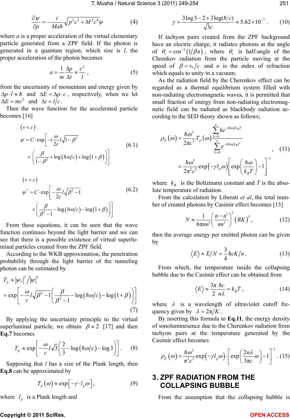 Another Possibility Of Sonoluminescence Due To The Cherenkov Radiation 