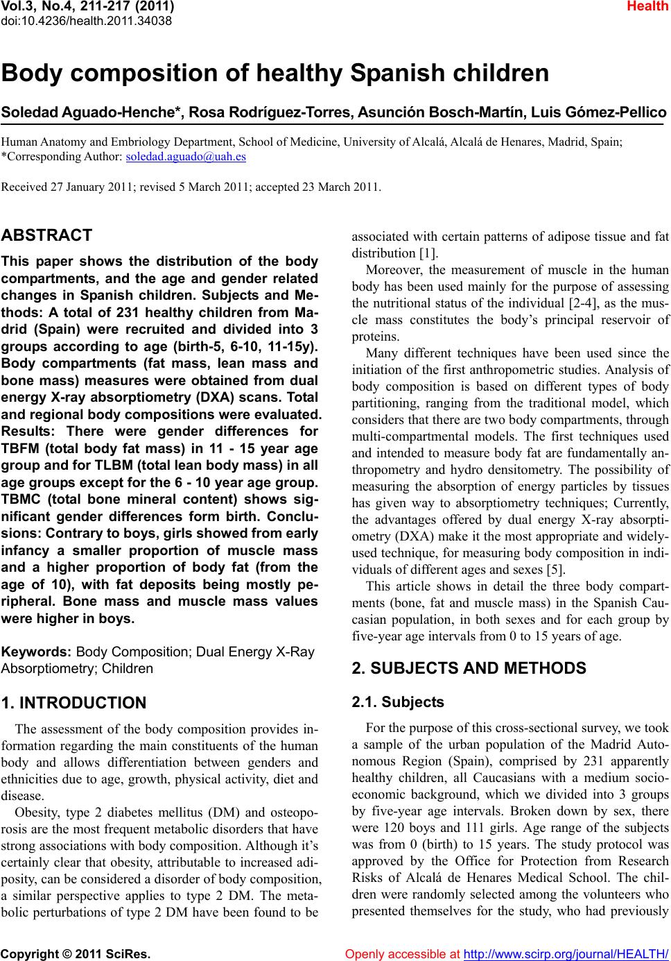 Body composition of healthy Spanish children