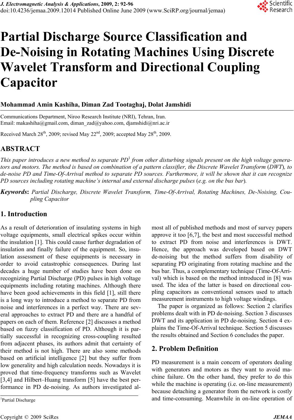 Partial Discharge Source Classification and De-Noising in Rotating ...