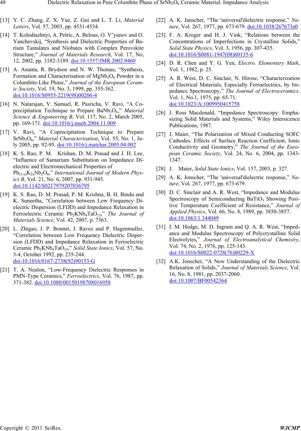 Dielectric Relaxation in Pure Columbite Phase of SrNb<sub>2