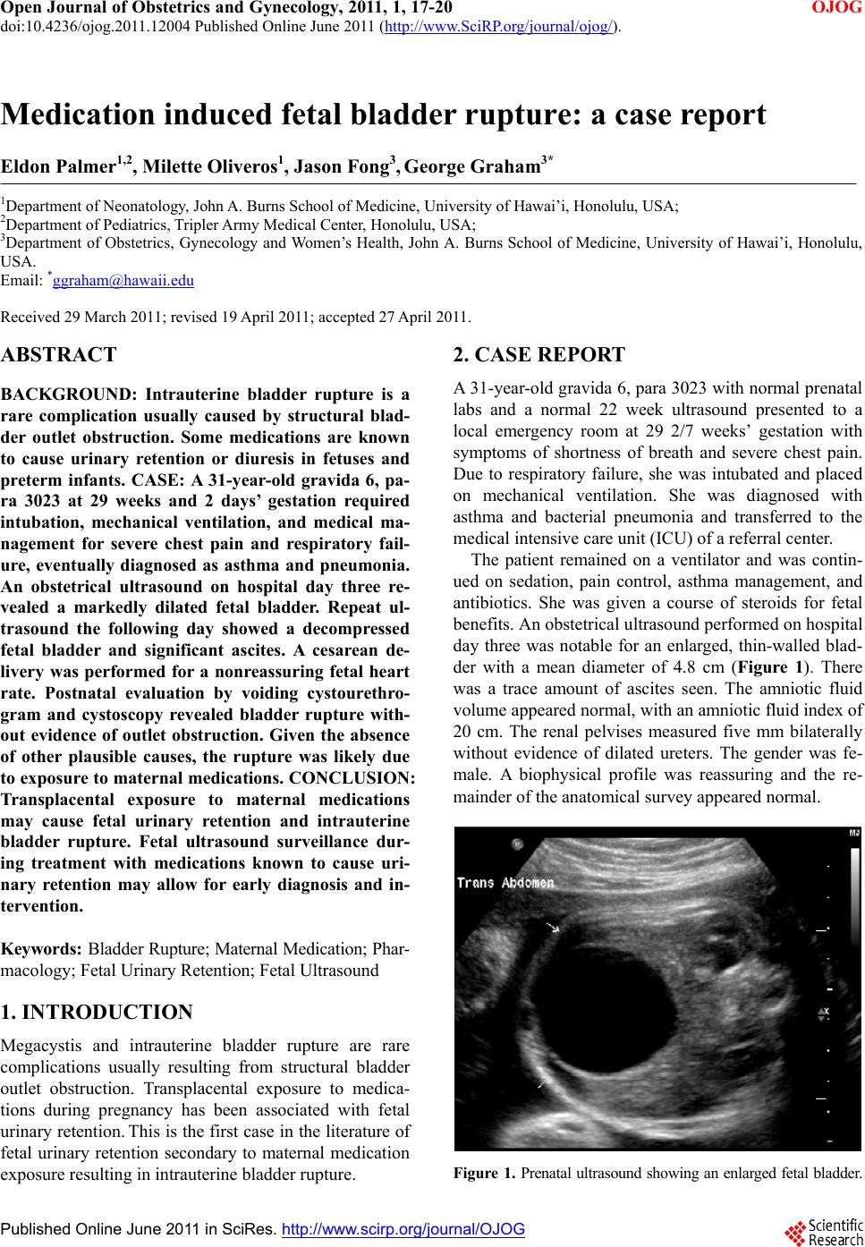 Medication induced fetal bladder rupture: a case report