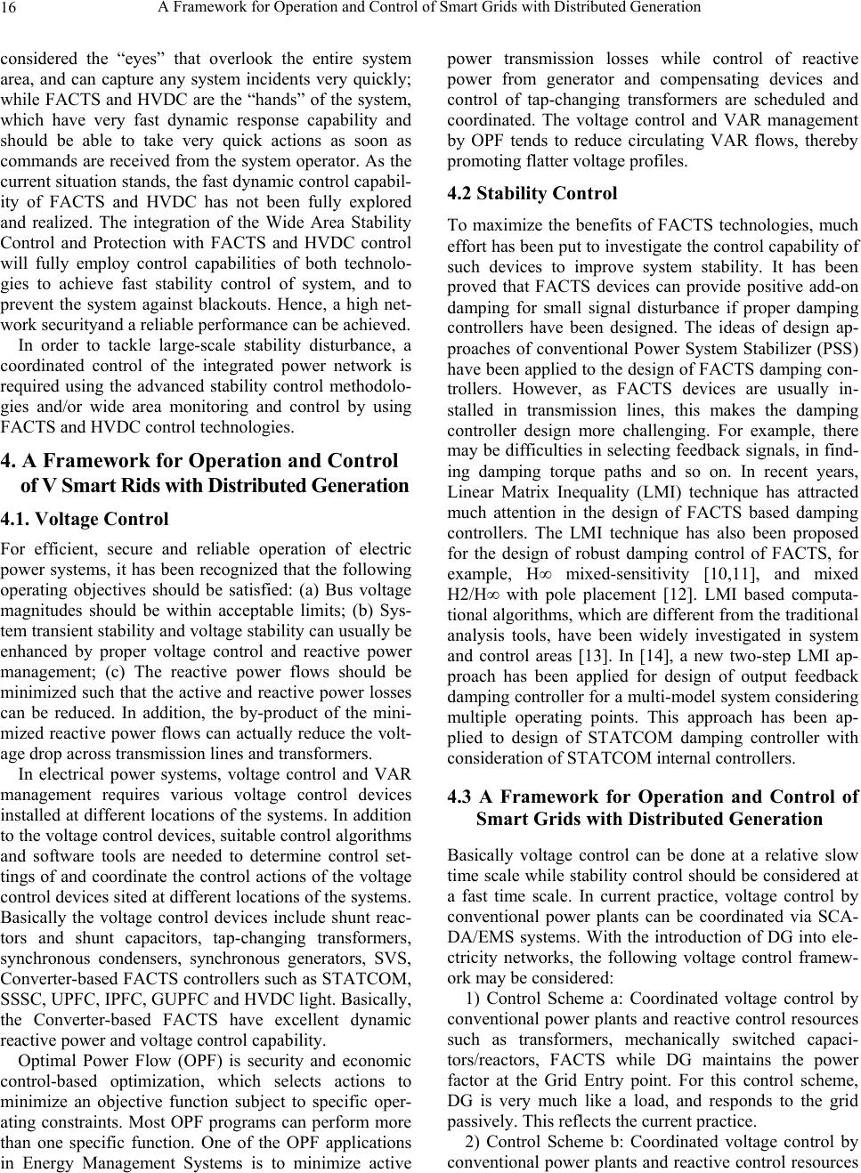 A Framework for Operation and Control of Smart Grids with Distributed ...