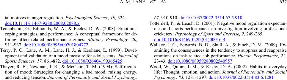 Validity of the Emotion Regulation of Self Scale among Runners