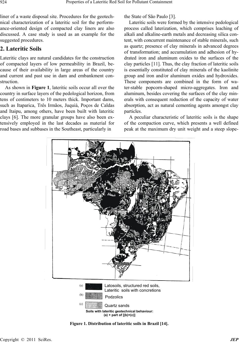 Properties of a Lateritic Red Soil for Pollutant Containment