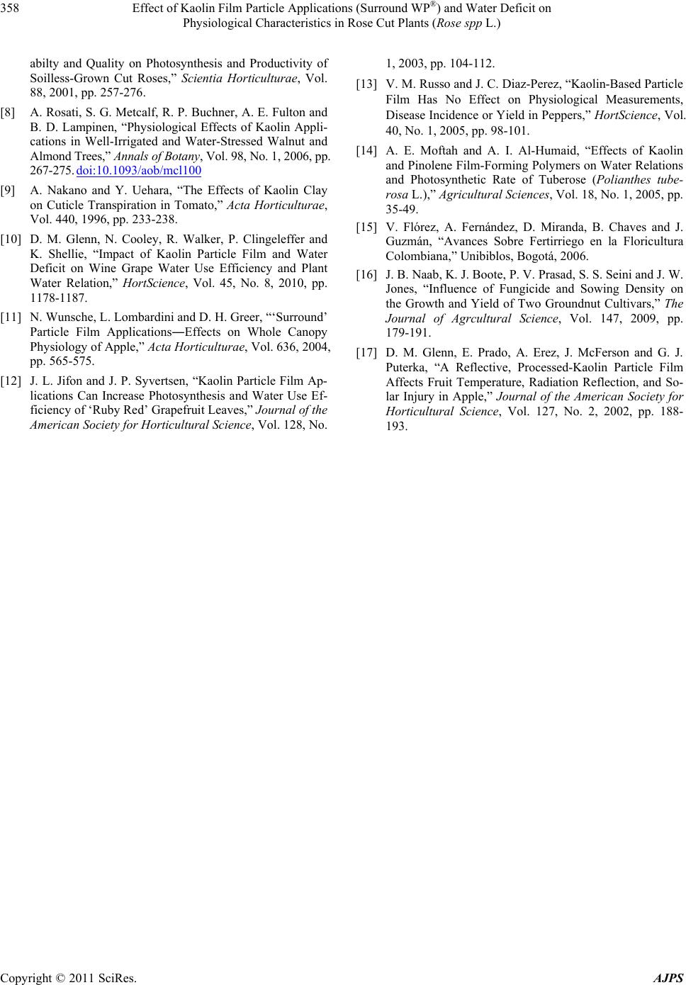 Effect of Kaolin Film Particle Applications (Surround WP&lt;sup 