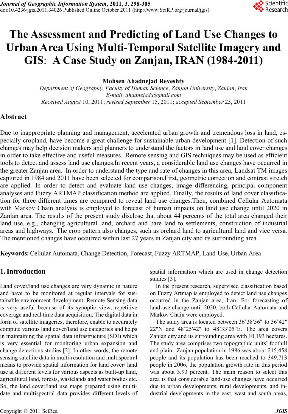 The Assessment and Predicting of Land Use Changes to Urban Area Using ...