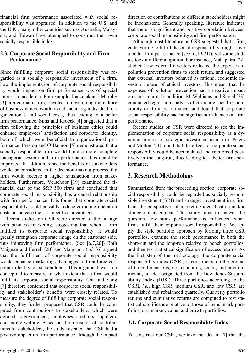 Corporate Social Responsibility And Stock Performance Evidence From Taiwan