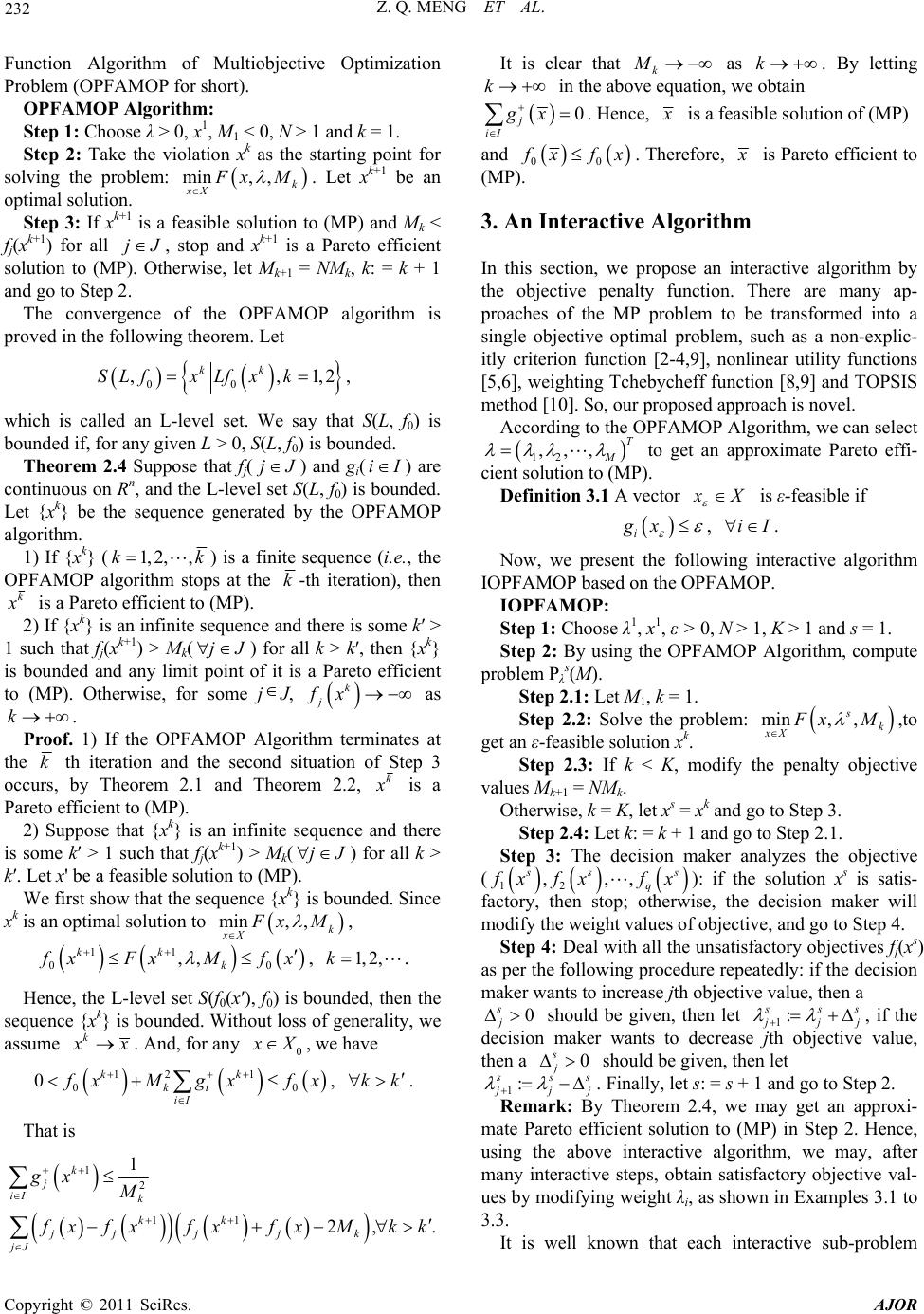 An Objective Penalty Functions Algorithm for Multiobjective ...