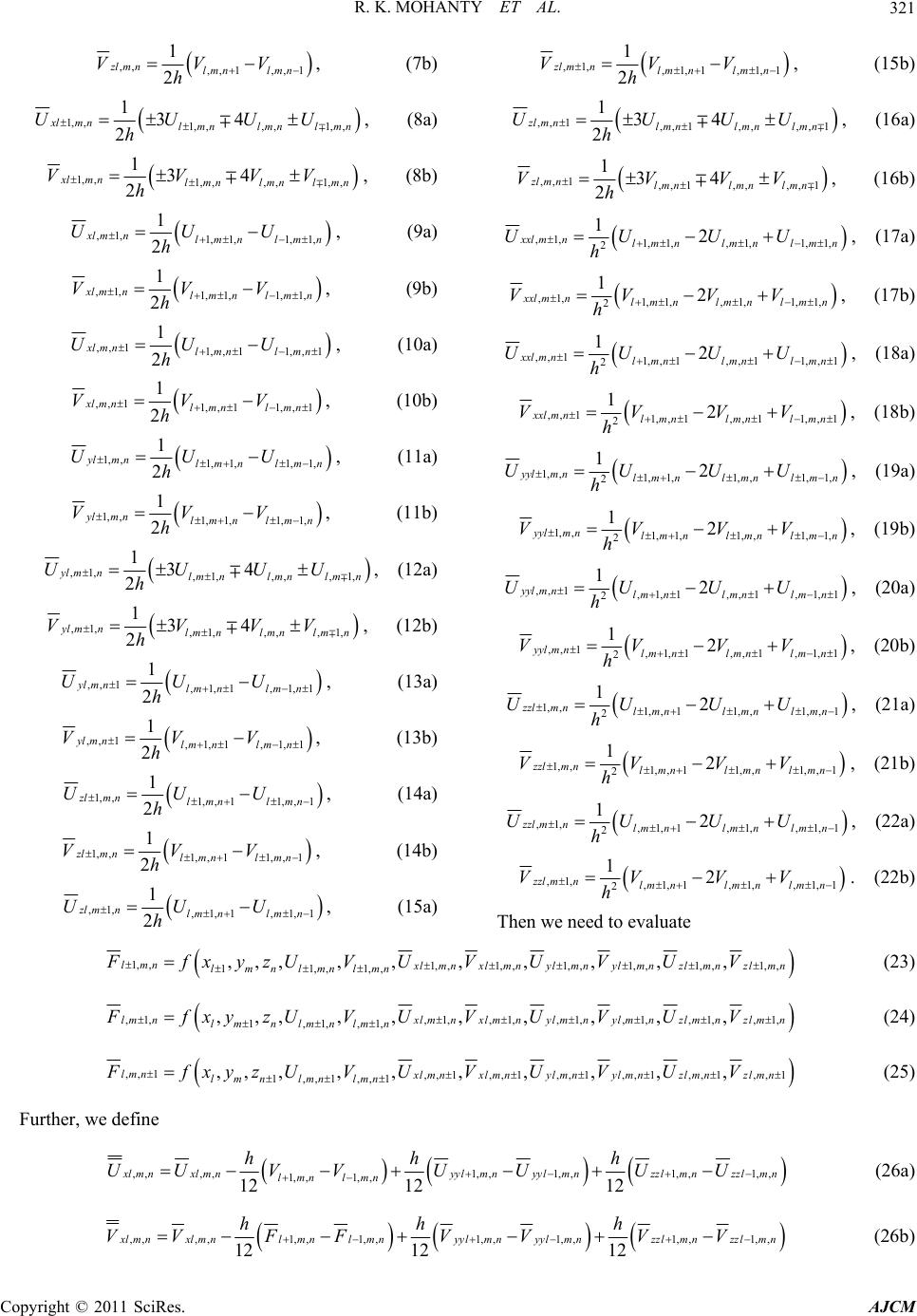 A New Fourth Order Difference Approximation for the Solution of Three ...